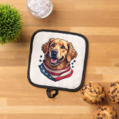 Star Spangled Golden Retriever Vintage Tee 鍋敷き (トップダウン)