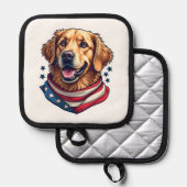 Star Spangled Golden Retriever Vintage Tee 鍋敷き (正面/裏面)