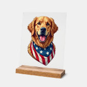 Star Spangled Golden Retriever Vintage Tee 4 アクリルサイン (傾斜)
