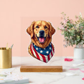 Star Spangled Golden Retriever Vintage Tee 4 アクリルサイン (ウェディング)