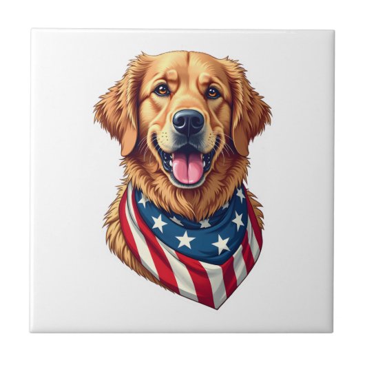 Star Spangled Golden Retriever Vintage Tee 4 タイル (正面)