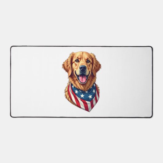 Star Spangled Golden Retriever Vintage Tee 4 デスクマット (正面)