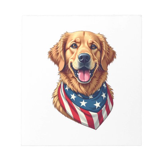 Star Spangled Golden Retriever Vintage Tee 4 ノートパッド (正面)