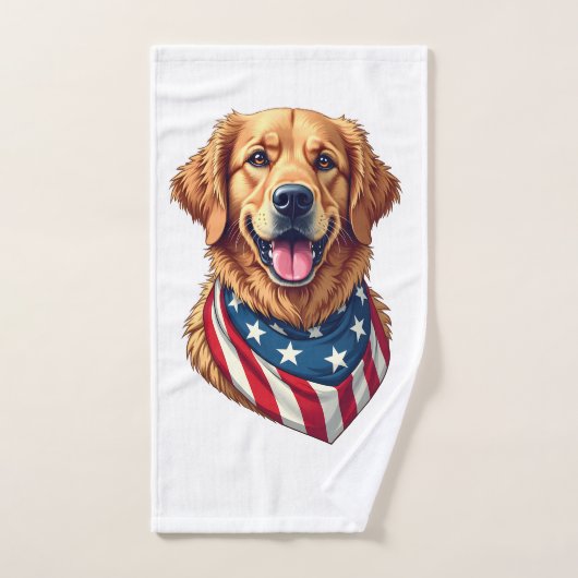 Star Spangled Golden Retriever Vintage Tee 4 ハンドタオル (ハンドタオル)