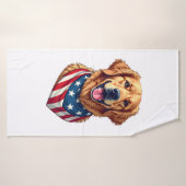Star Spangled Golden Retriever Vintage Tee 4 バスタオル (バスタオル)