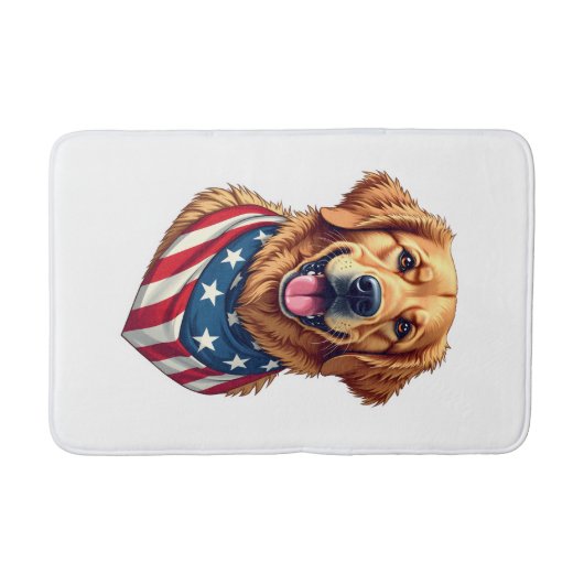 Star Spangled Golden Retriever Vintage Tee 4 バスマット (正面)