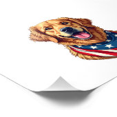 Star Spangled Golden Retriever Vintage Tee 4 フォトプリント (角)