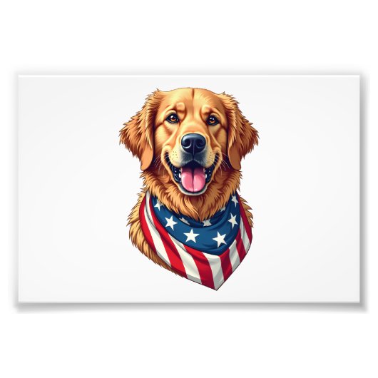 Star Spangled Golden Retriever Vintage Tee 4 フォトプリント (正面)