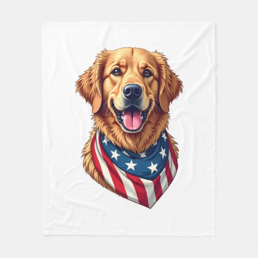 Star Spangled Golden Retriever Vintage Tee 4 フリースブランケット (正面)