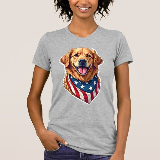Star Spangled Golden Retriever Vintage Tee 4 Tシャツ (正面)