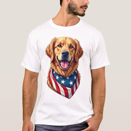 Star Spangled Golden Retriever Vintage Tee 4 Tシャツ (正面)