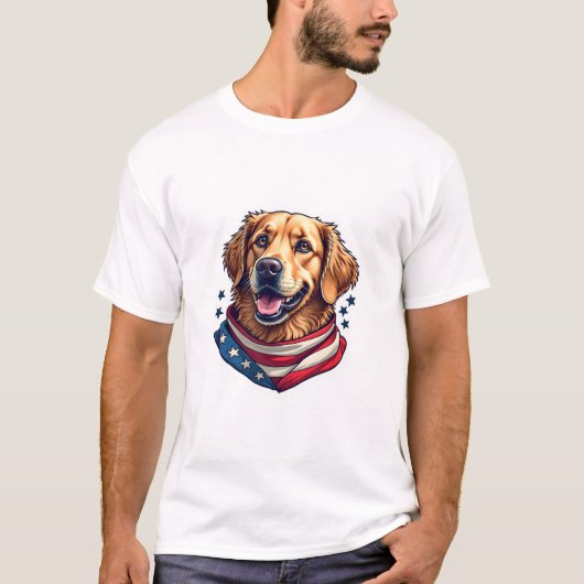 Star Spangled Golden Retriever Vintage Tee Tシャツ (正面)