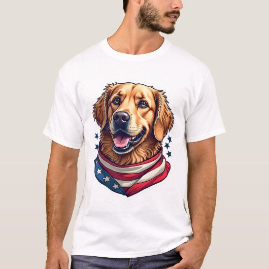 Star Spangled Golden Retriever Vintage Tee Tシャツ (正面)