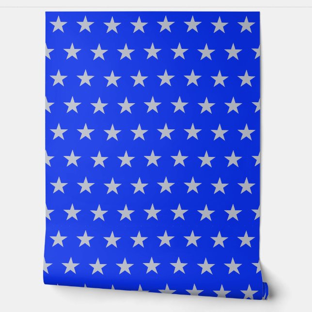 Star Spangled Silver On Bright Blue Americana 壁紙 (ほどく)