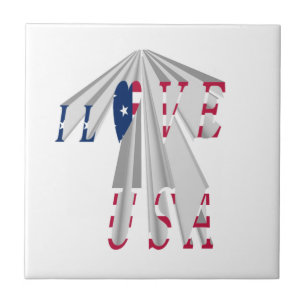 Star-Spangled Statement:グラフィックI Love USAデザイン タイル