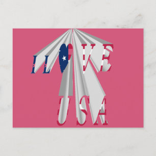 Star-Spangled Statement:グラフィックI Love USAデザイン ポストカード
