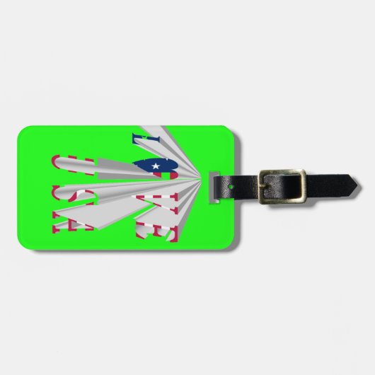 Star-Spangled Statement:グラフィックI Love USAデザイン ラゲッジタグ (正面横)