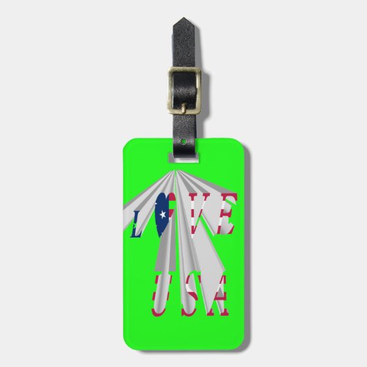 Star-Spangled Statement:グラフィックI Love USAデザイン ラゲッジタグ (正面縦)