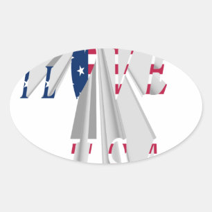 Star-Spangled Statement:グラフィックI Love USAデザイン 楕円形シール