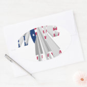 Star-Spangled Statement:グラフィックI Love USAデザイン 楕円形シール (封筒)