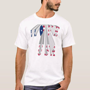 Star-Spangled Statement：グラフィックI Love USAデザイン Tシャツ