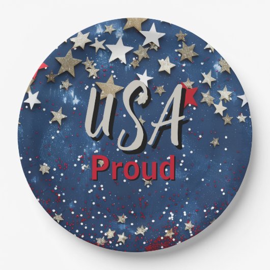 Star Spangled USA Proud ペーパープレート (正面)