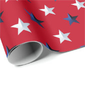 Star Spangled White Blue Red Big Stars Americana ラッピングペーパー (ロールコーナー)