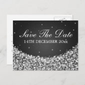 Star Sparkle Blackエレガントの日付を保存 案内ポストカード (正面/裏面)