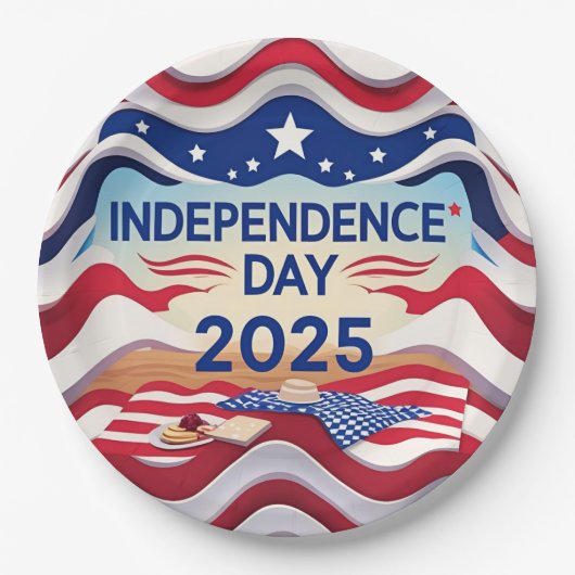 Star-Studded Independence Day Bowls ペーパープレート (正面)