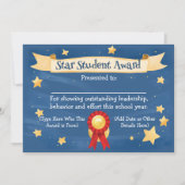 Star Student Award Certificate School Kids 8.5x11 案内状 (正面)