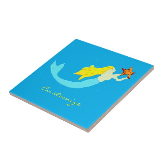 Star Thunder_Coveの可愛いブロンドのマーメイド タイル (側面)