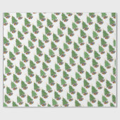 Star-topped Christmas Trees and Gifts Pattern ラッピングペーパー (フラット)