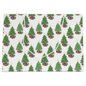 Star-topped Christmas Trees and Gifts Pattern ラージペーパーバッグ (正面)