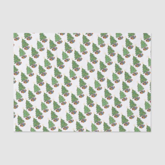 Star-topped Christmas Trees and Gifts Pattern 薄葉紙 (正面)