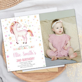 Star Unicorn誕生日招待状と写真 招待状