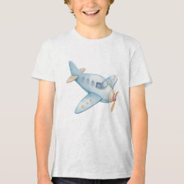 Star Wings Blue Watercolor Airplane Nursery Decor トライブレンドＴシャツ