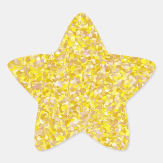 Star Yellow Abstract Glitter Background 星シール (正面)