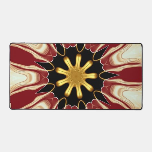 Starburst | Deep Crimson & Gold Luxury Workspace A デスクマット (正面)