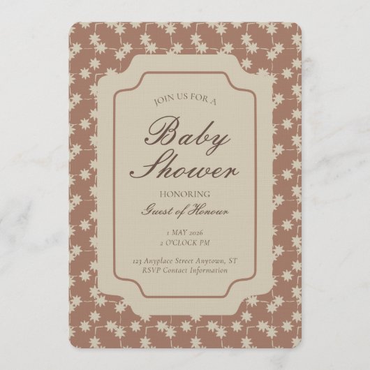 Starburst Geometric Gender Neutral Brown Beige 招待状 (正面)