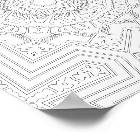 Starburst Geometry Coloring Page Art Design ポスター (角)