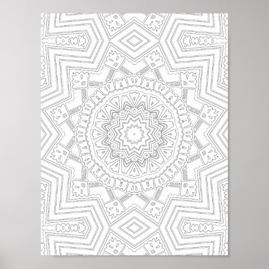 Starburst Geometry Coloring Page Art Design ポスター (正面)