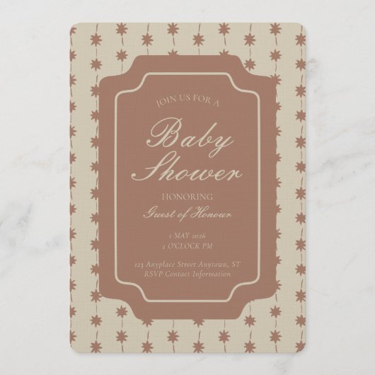 Starburst Stripe Geometric Gender Neutral Brown 招待状 (正面)
