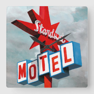 Stardustのモーテルの印 スクエア壁時計