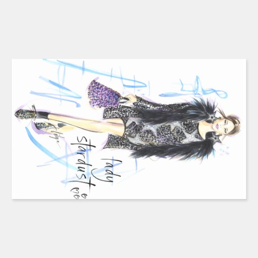 Stardust女性 長方形シール (正面)