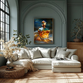 Stardust Elixir – 香水の中の宇宙光ボトル キャンバスプリント