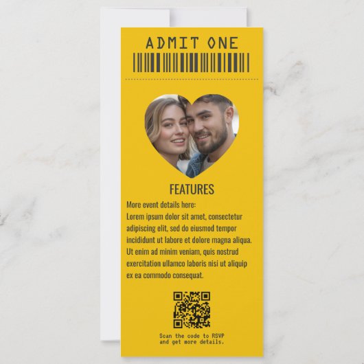 Stardust Pop Rock ’n’ Roll Wedding Ticket 招待状 (裏面)