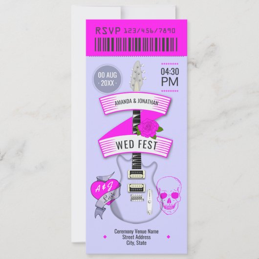 Stardust Pop Rock ’n’ Roll Wedding Ticket 招待状 (正面)