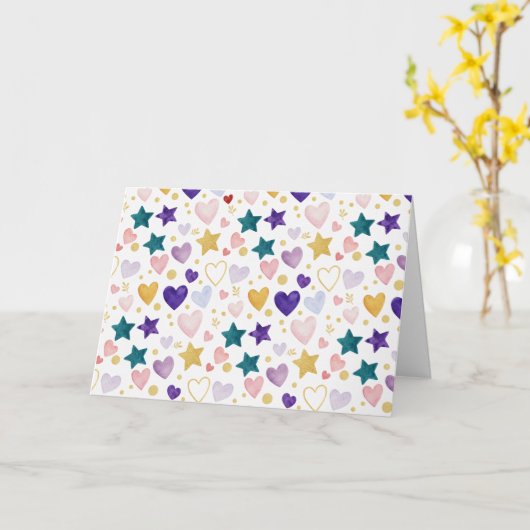 Stardust & Watercolor Hearts カード (黄色い花)