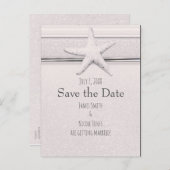 Starfishのクラシックビーチ結婚式白い日付の保存 案内ポストカード (正面/裏面)