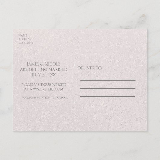 Starfishのクラシックビーチ結婚式白い日付の保存 案内ポストカード (裏面)